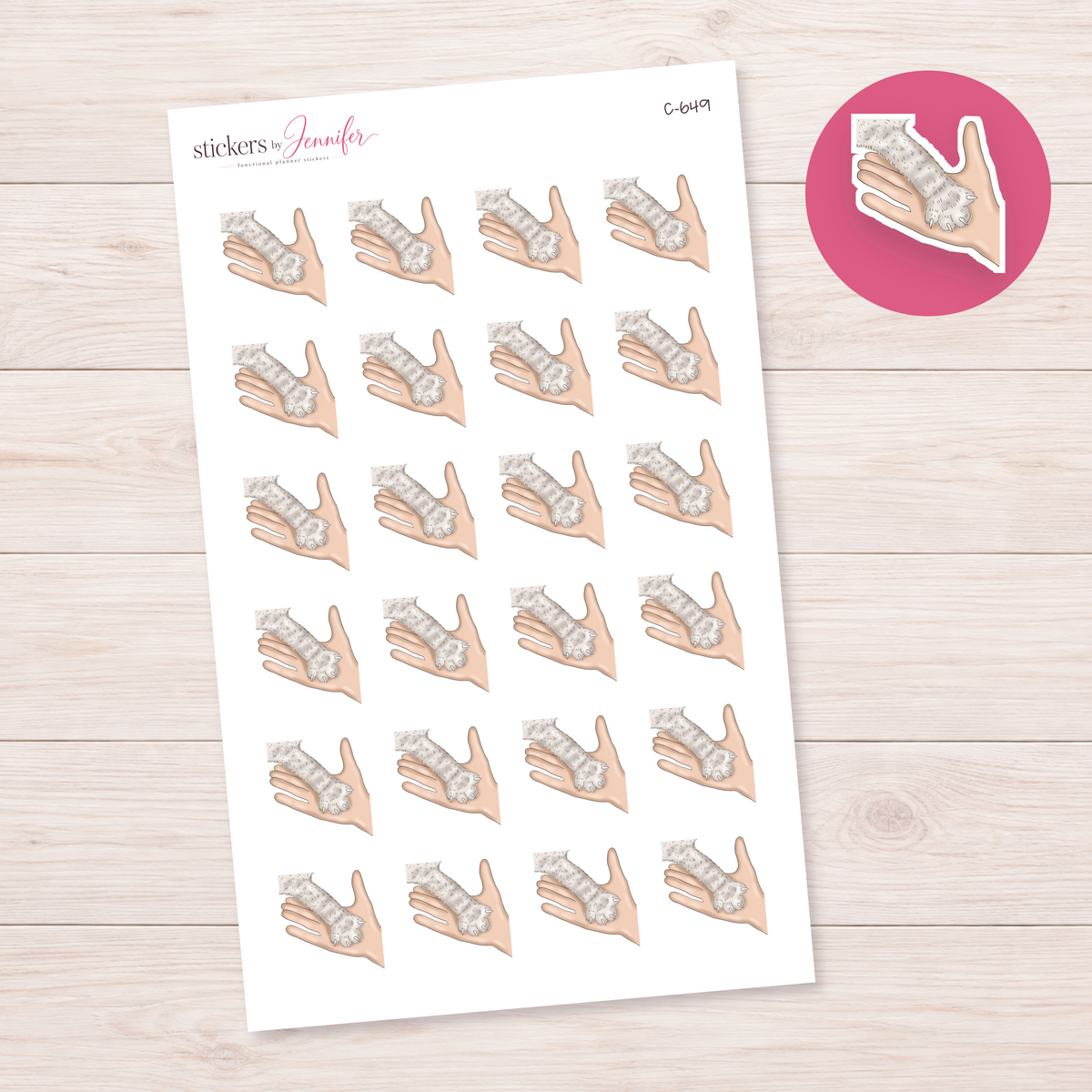 Cat Paw in Hand Planner Stickers | C-649
