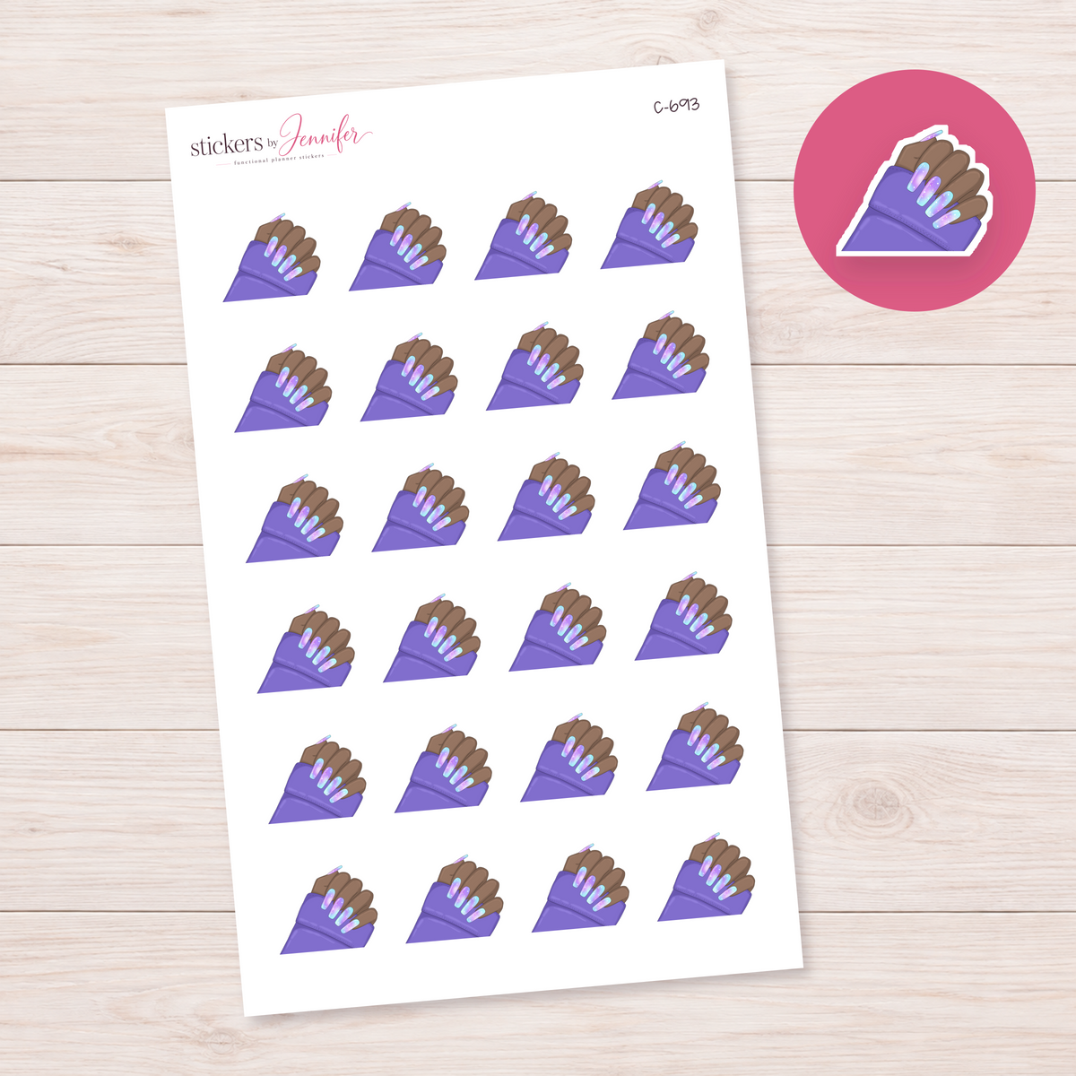 Pastel Galaxy Manicure — Tan Skin Planner Stickers | C-693
