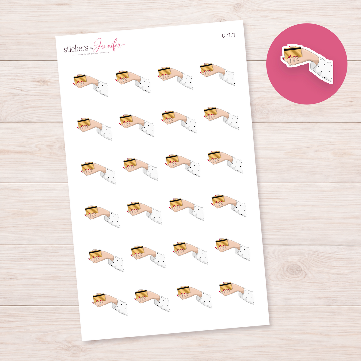 Gold Payment Card in Hand Planner Stickers | C-717