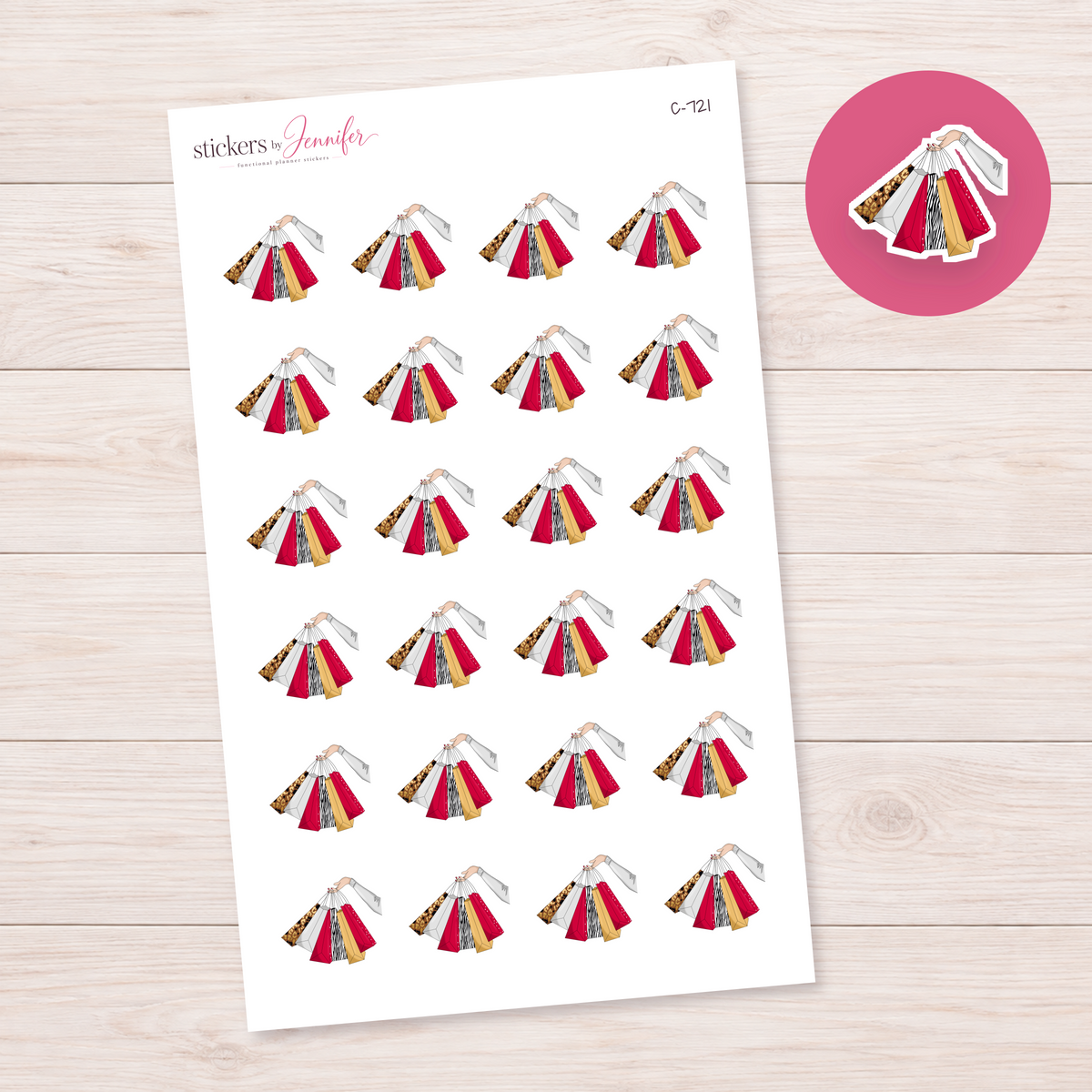 Shopping Bag Fan Planner Stickers | C-721