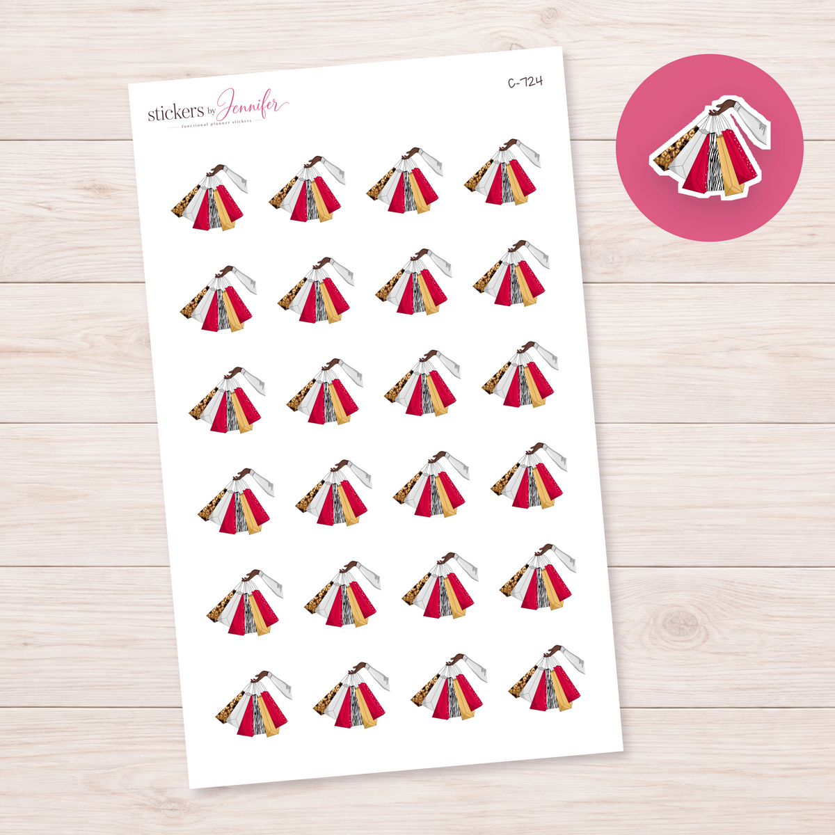 Shopping Bags in White Sleeve — Brown Skin Planner Stickers | C-724
