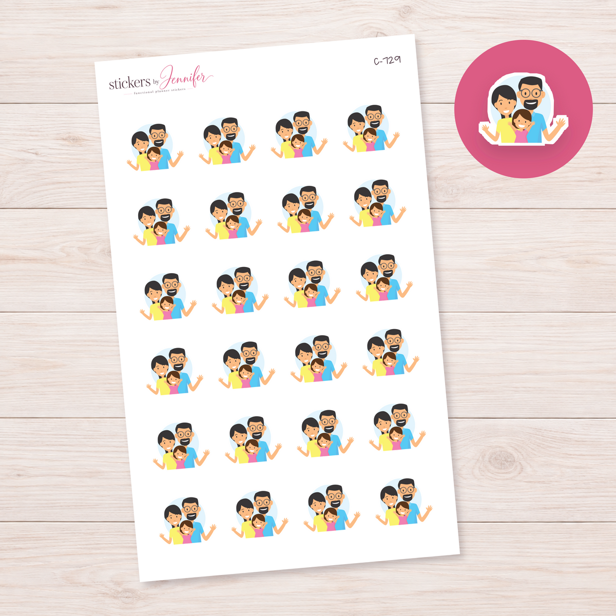Happy Family Portrait Planner Stickers | C-729