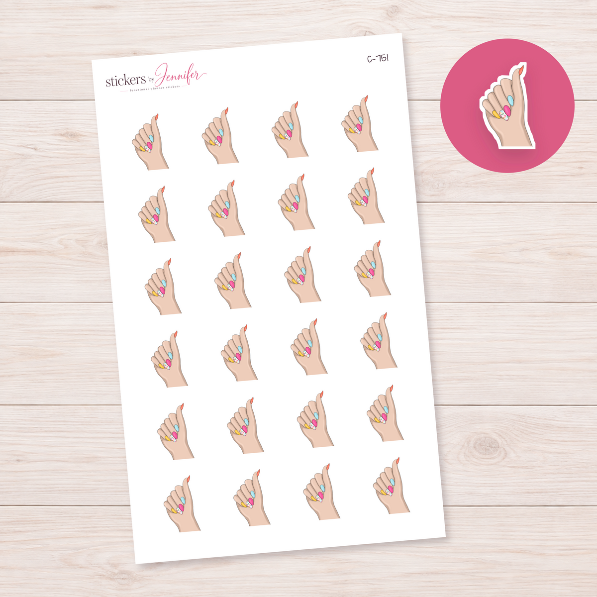 Pastel Rainbow Manicure Planner Stickers | C-751