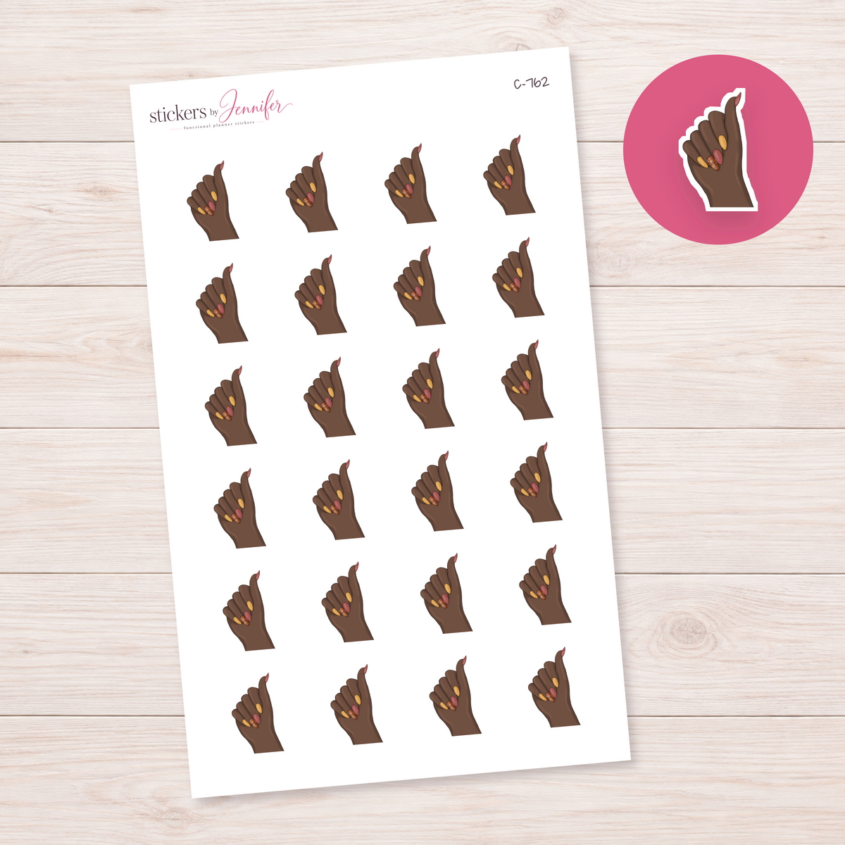 Warm Autumn Nails — Deep Brown Skin Planner Stickers | C-762