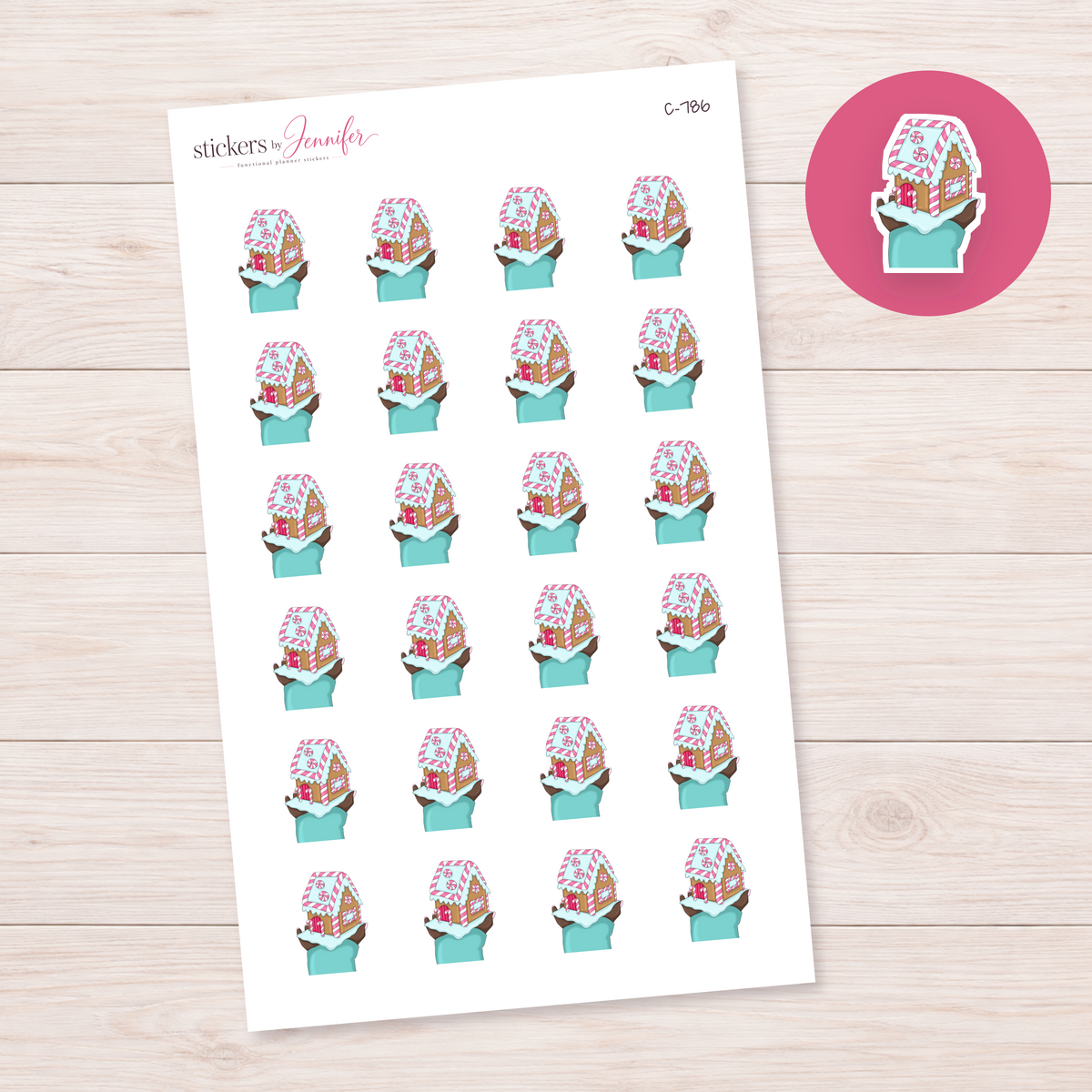 Gingerbread House in Hands Planner Stickers | C-786