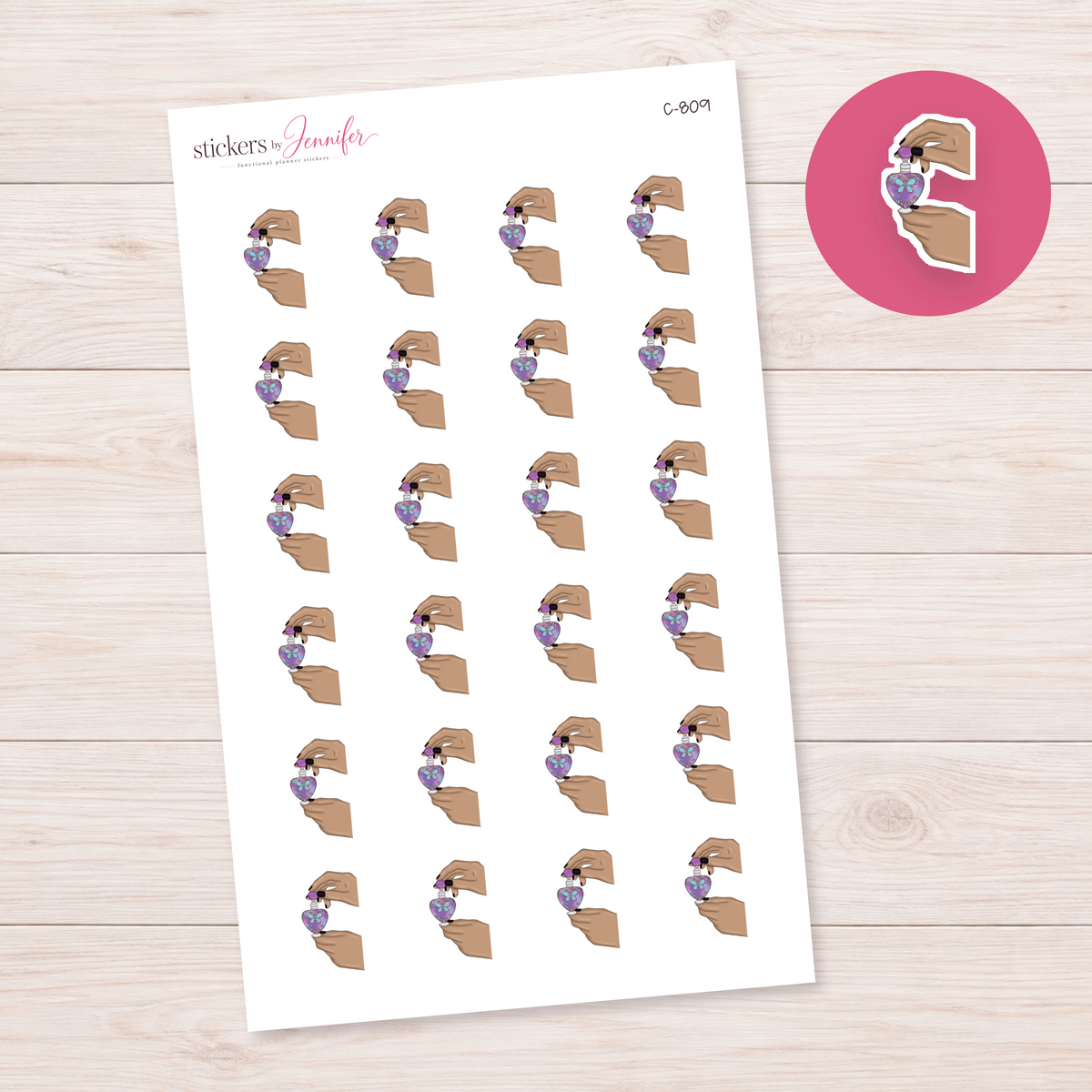 Ornate Perfume in Hands Planner Stickers | C-809