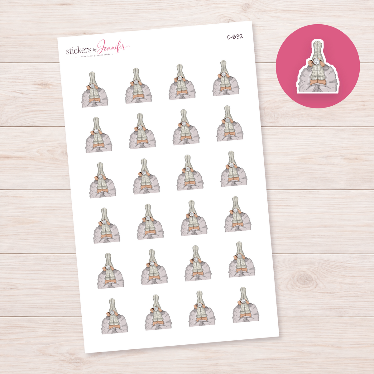 Knit Socks and Cozy Mug — Tan Skin Planner Stickers | C-832