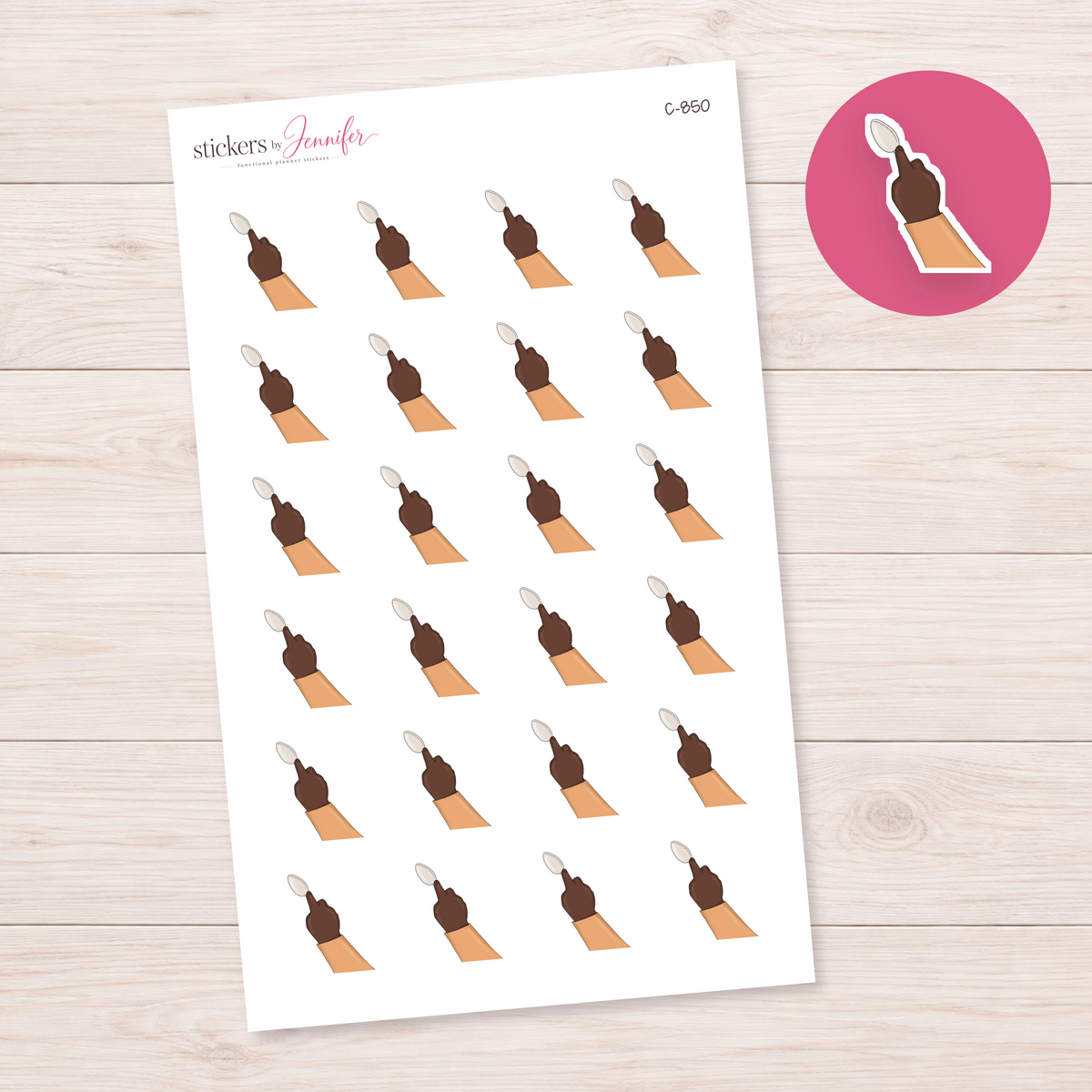 Spoon in an Orange Sleeve — Brown Skin Planner Stickers | C-850