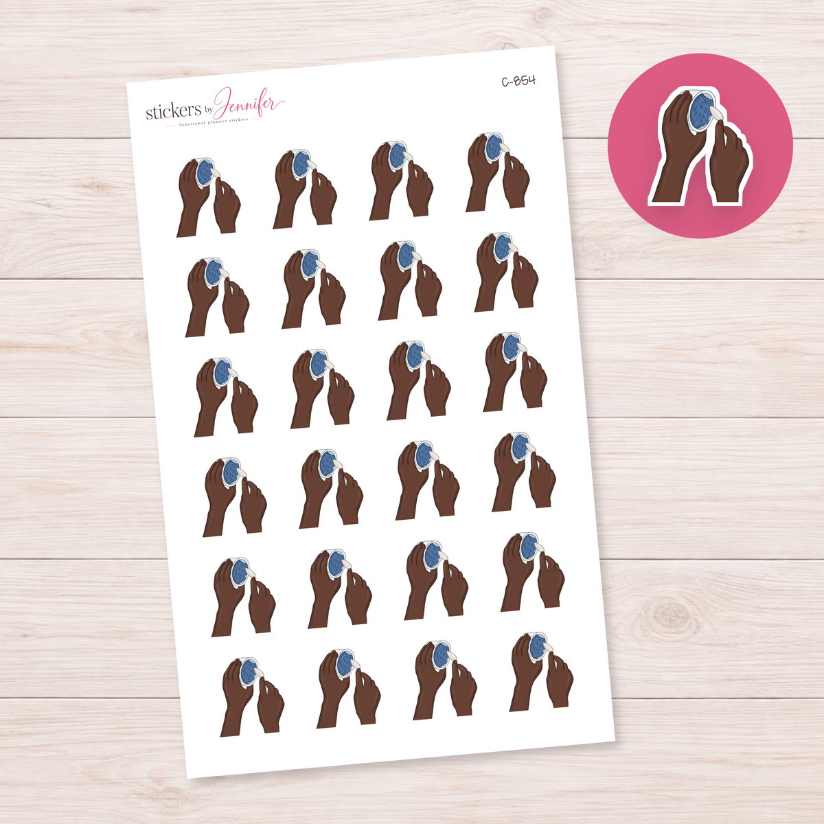Blue Bowl and Spoon — Brown Skin Planner Stickers | C-854
