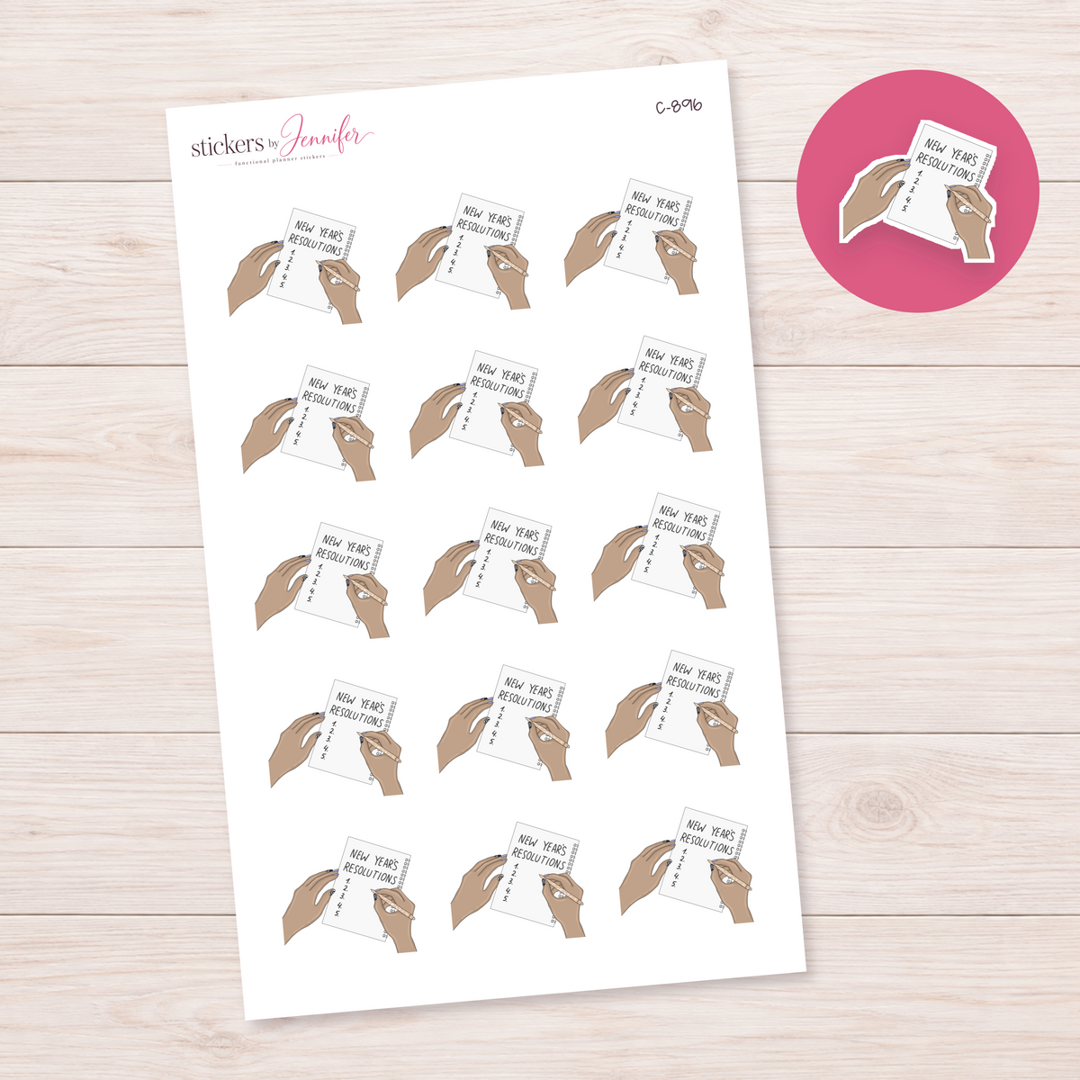 Writing New Year Resolutions Planner Stickers | C-896