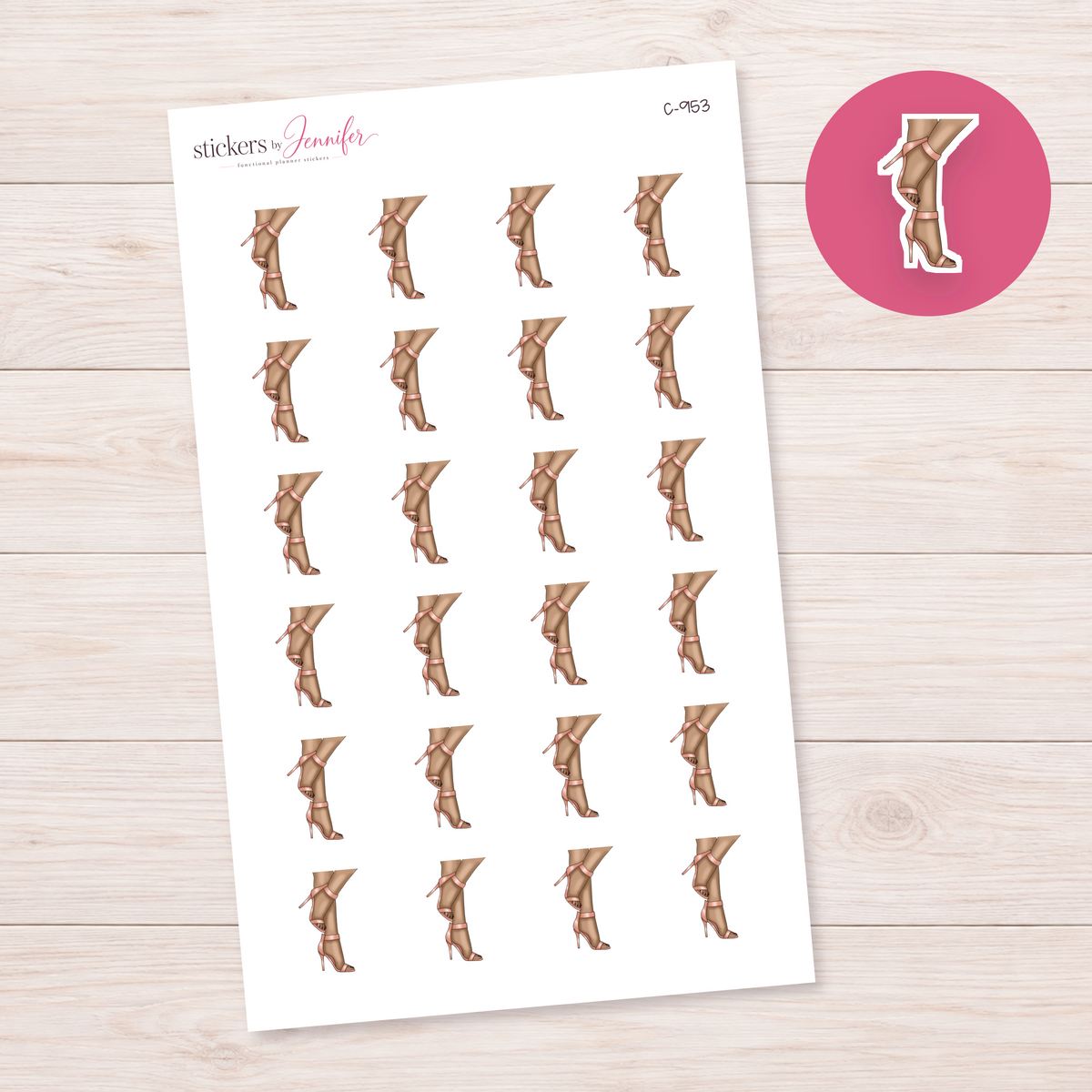 Pink Strappy Heels Planner Stickers | C-953