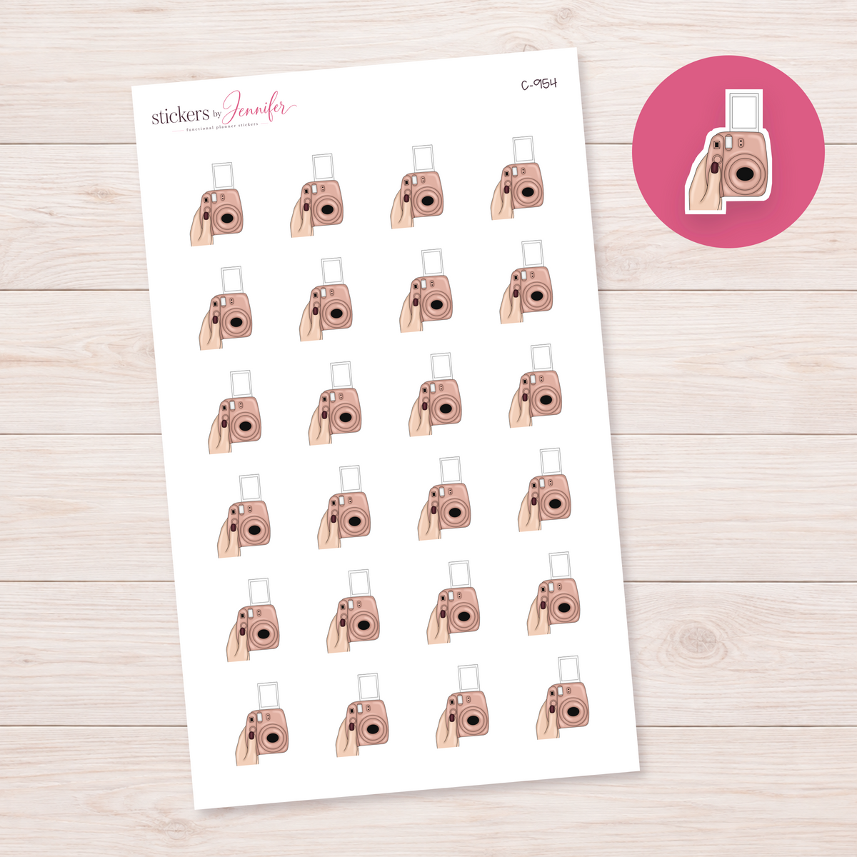 Pink Instant Camera Planner Stickers | C-954