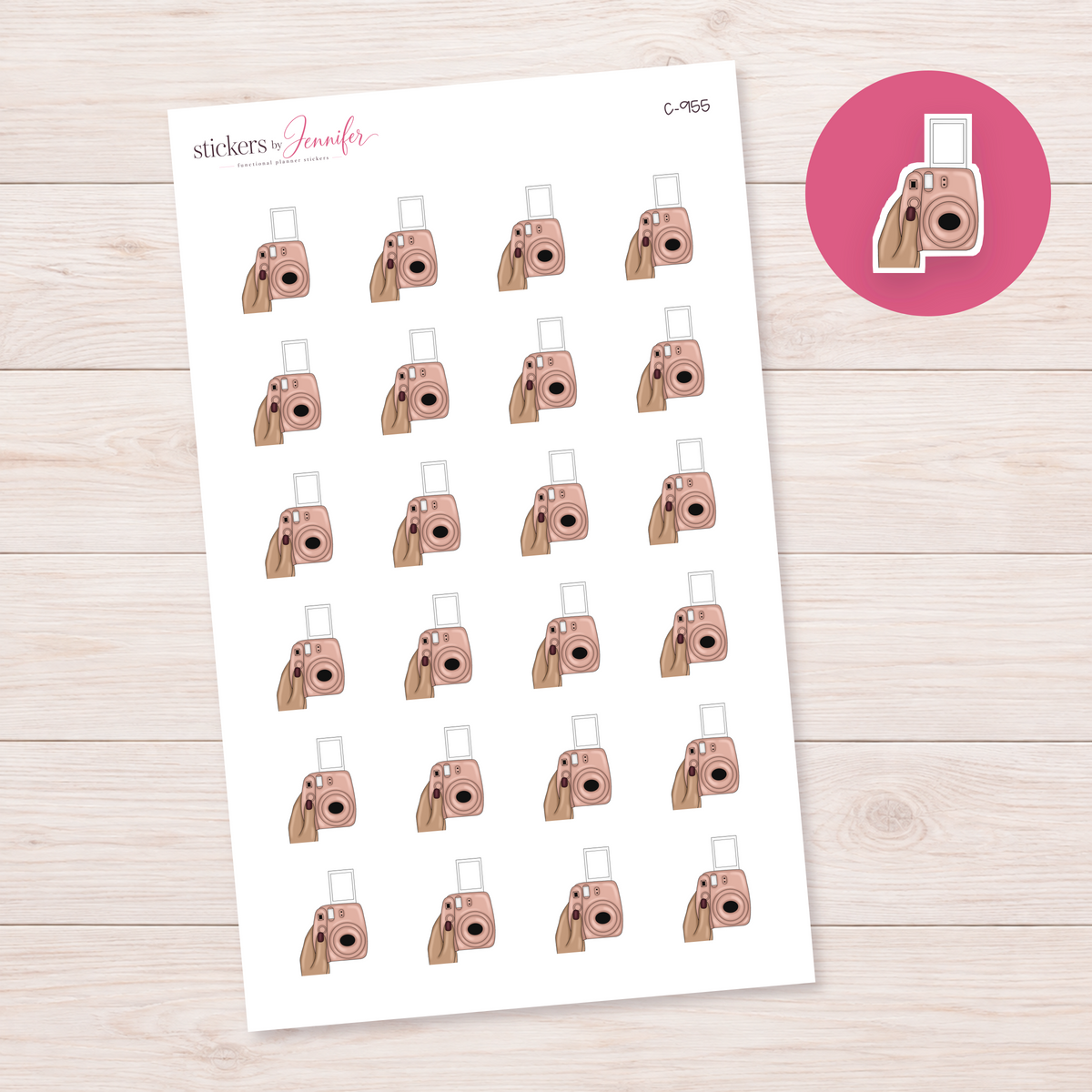 Pink Instant Camera Planner Stickers | C-955