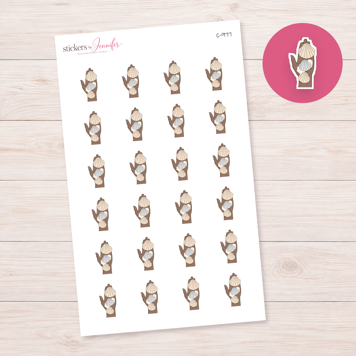 Seashells Held in Hand Planner Stickers | C-977