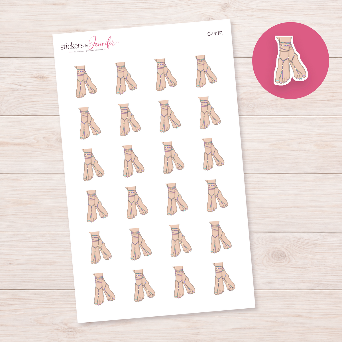 Pastel Barefoot Sandals Planner Stickers | C-979