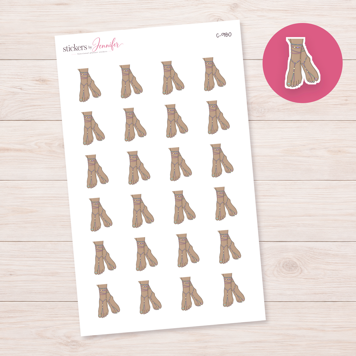 Beaded Barefoot Sandals Planner Stickers | C-980