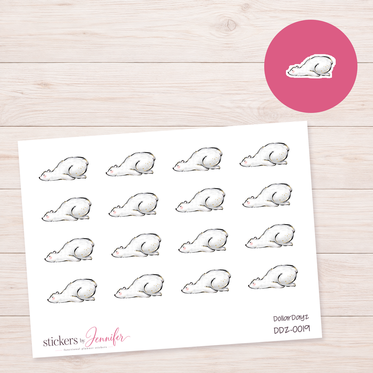 Sleeping Polar Bear Planner Stickers | Dollar Dayz | DDZ-0019