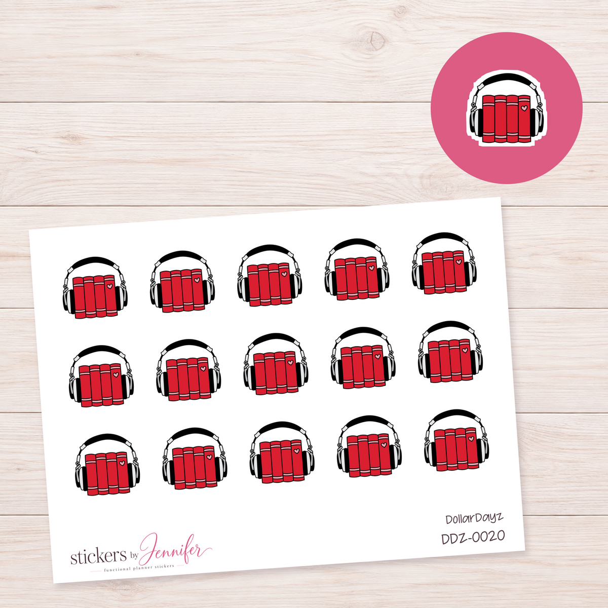 Red Audiobook Icon Planner Stickers | Dollar Dayz | DDZ-0020