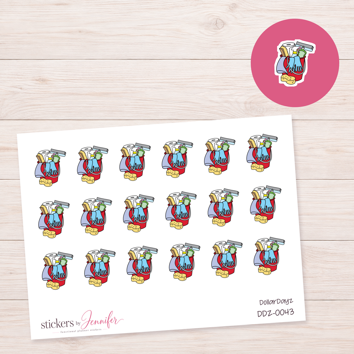 Cleaning Bucket Planner Stickers | DDZ-0043