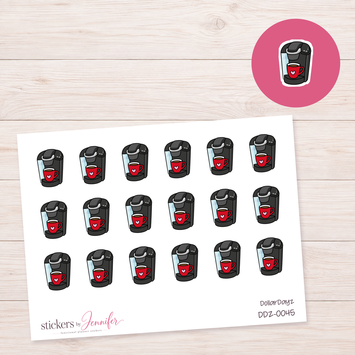 Red Coffee Maker Planner Stickers | DDZ-0045