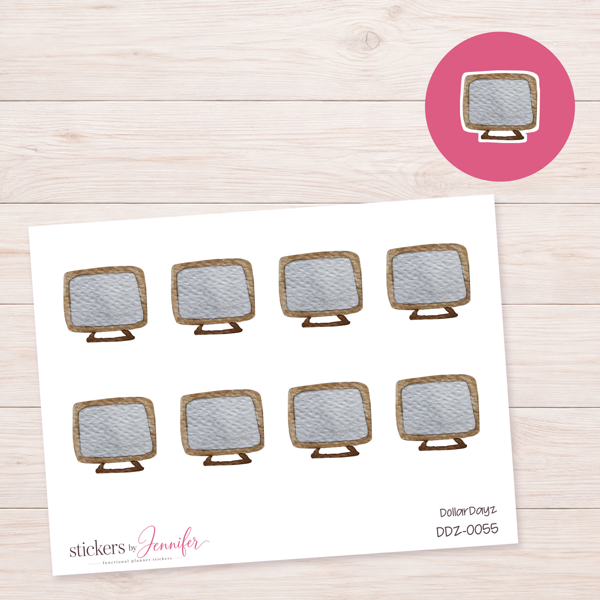 Vintage Television Planner Stickers | DDZ-0055