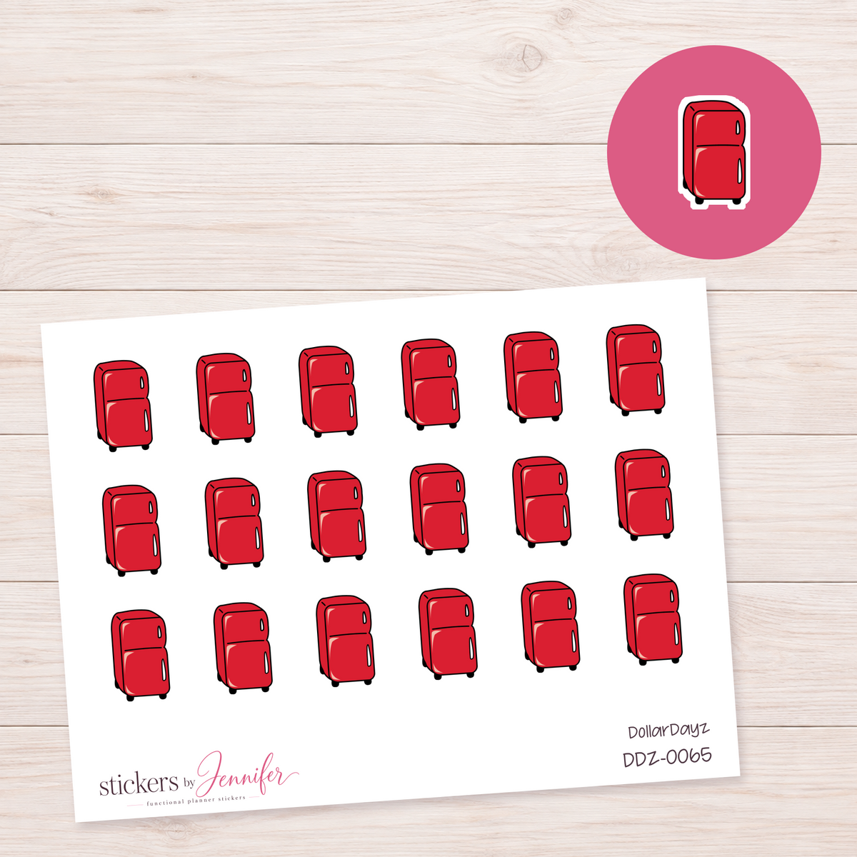 Red Refrigerator Planner Stickers | DDZ-0065