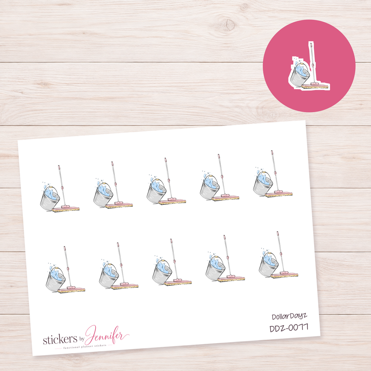 Mop & Bucket Planner Stickers | DDZ-0077