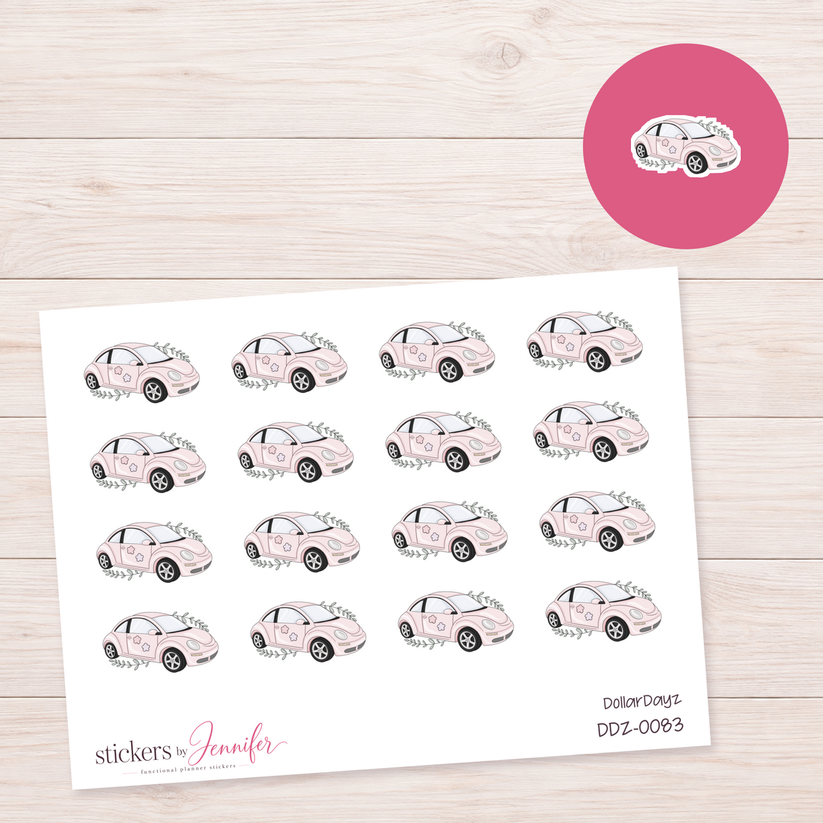 Pink Car Planner Stickers | DDZ-0083