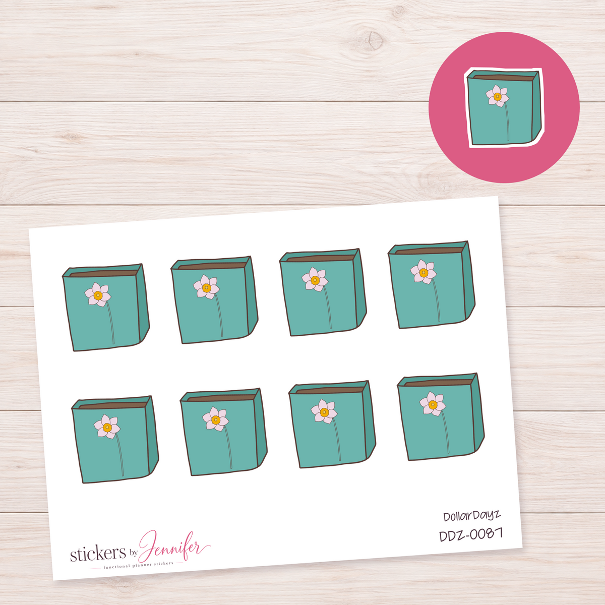 Teal Floral Book Planner Stickers | DDZ-0087