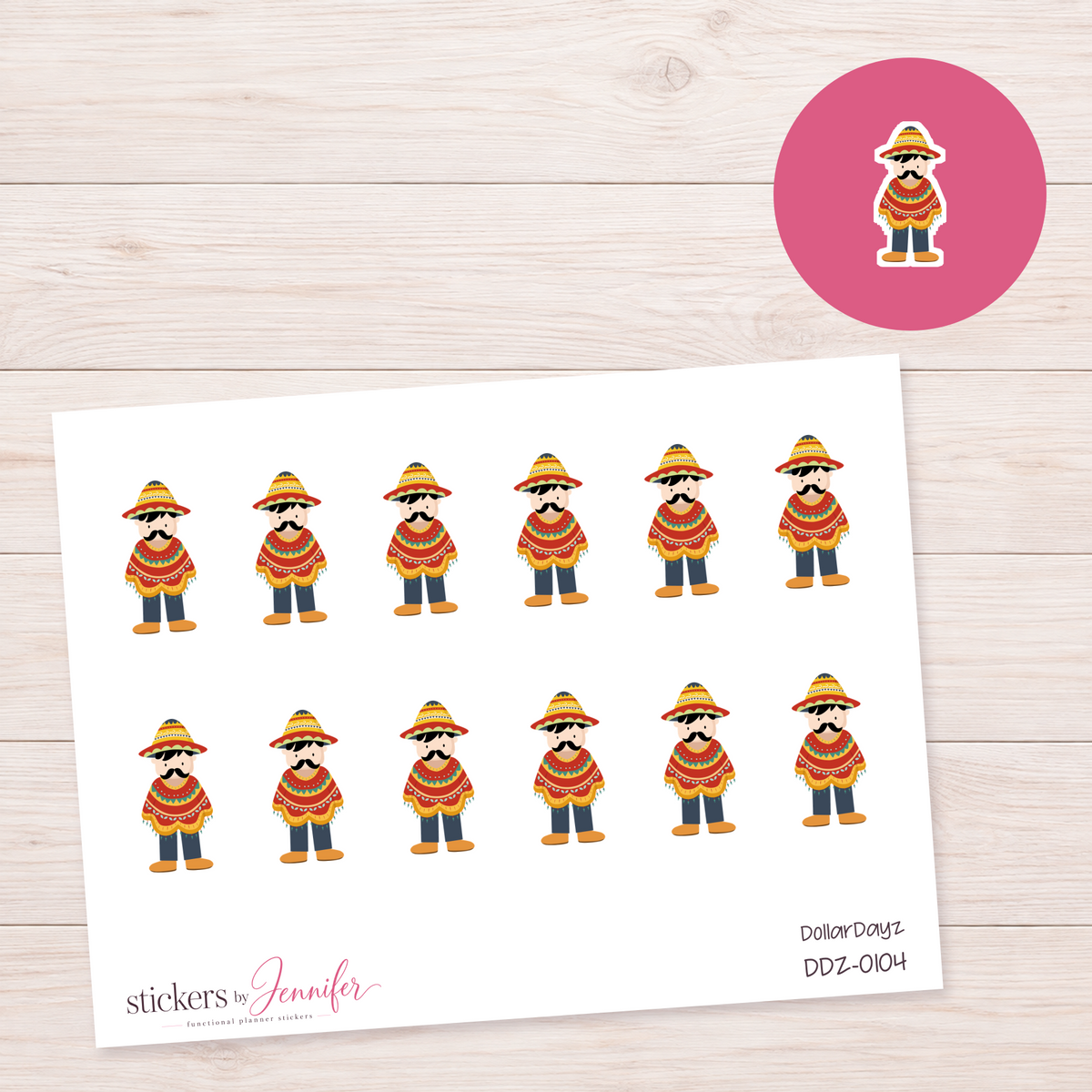Mexican Folk Costume Character Planner Stickers | DDZ-0104