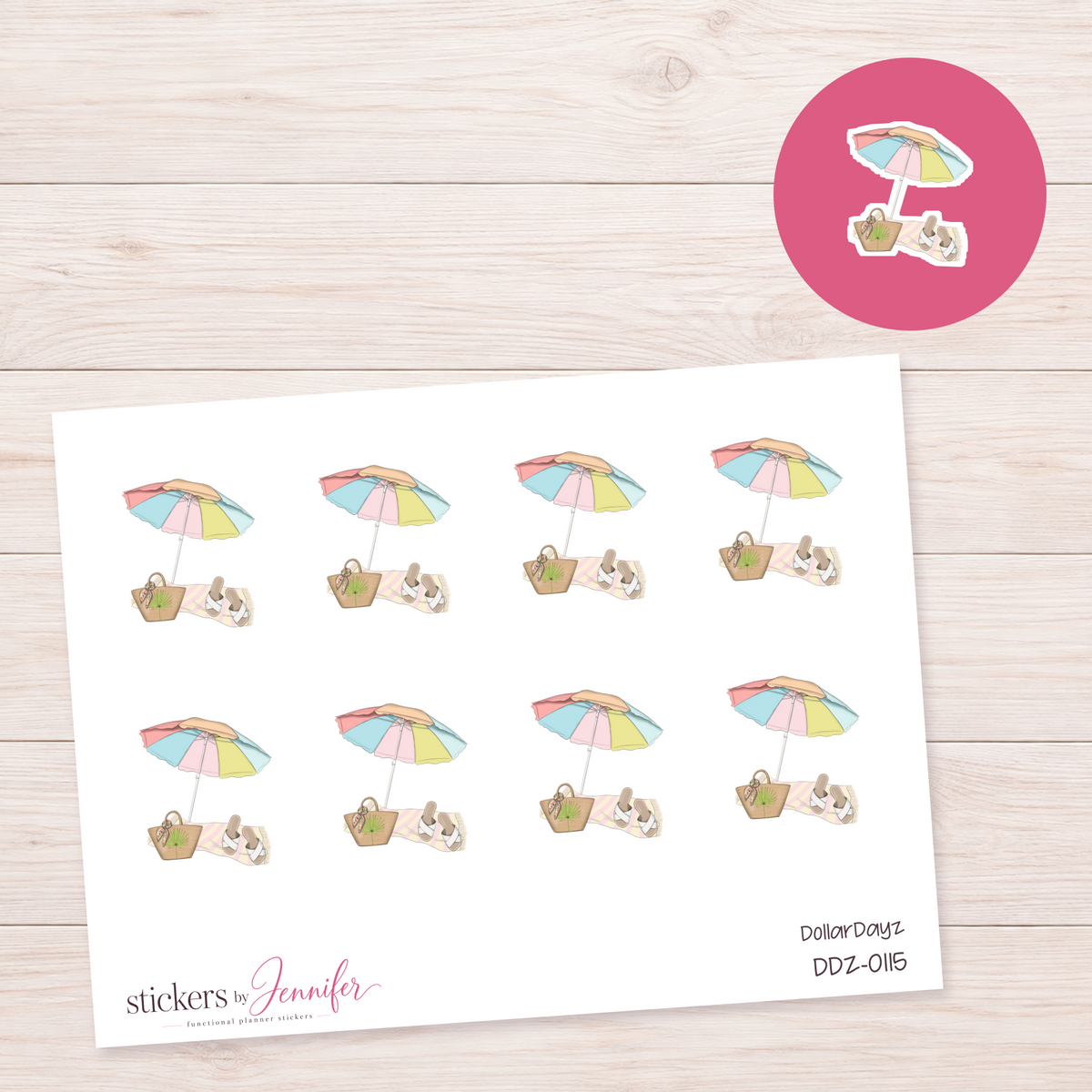 Beach Umbrella Planner Stickers | DDZ-0115