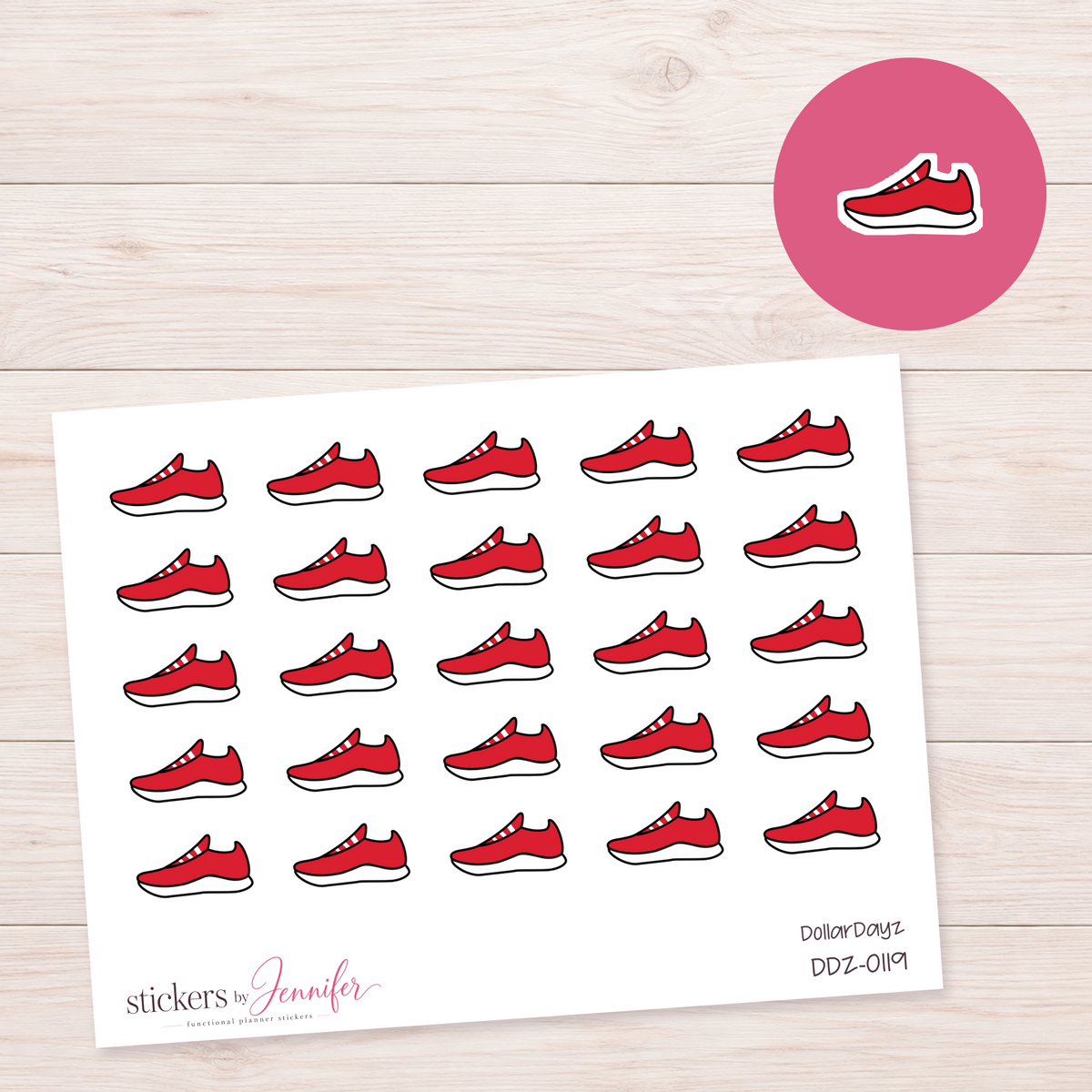 Red Running Shoe Planner Stickers | DDZ-0119
