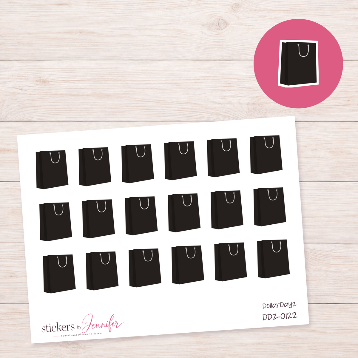 Black Shopping Bag Planner Stickers | DDZ-0122