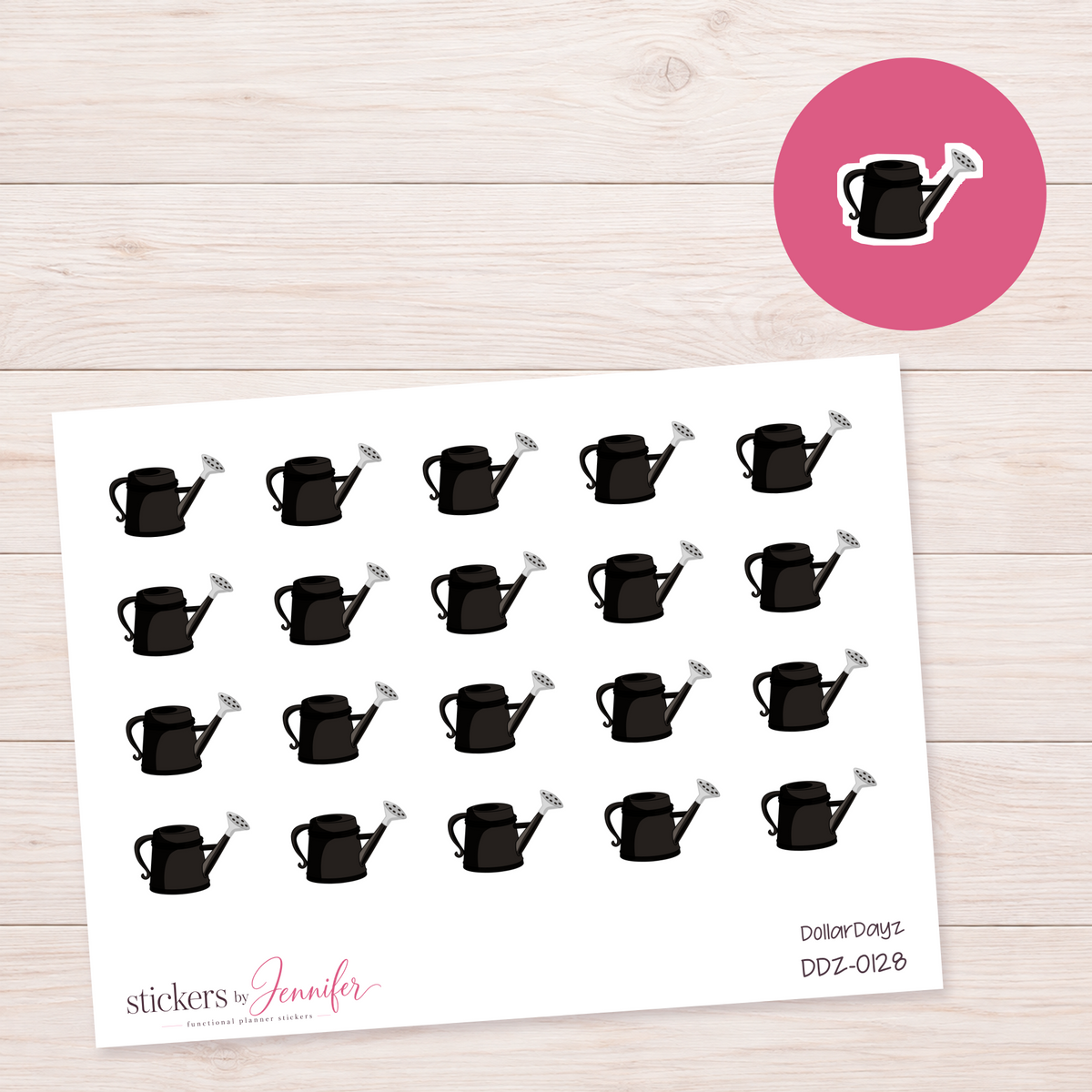 Black Watering Can Planner Stickers | DDZ-0128