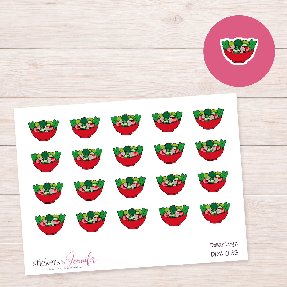 Red Salad Bowl Planner Stickers | DDZ-0133
