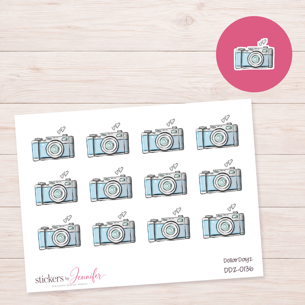 Blue Picture Day Camera Planner Stickers | DDZ-0136