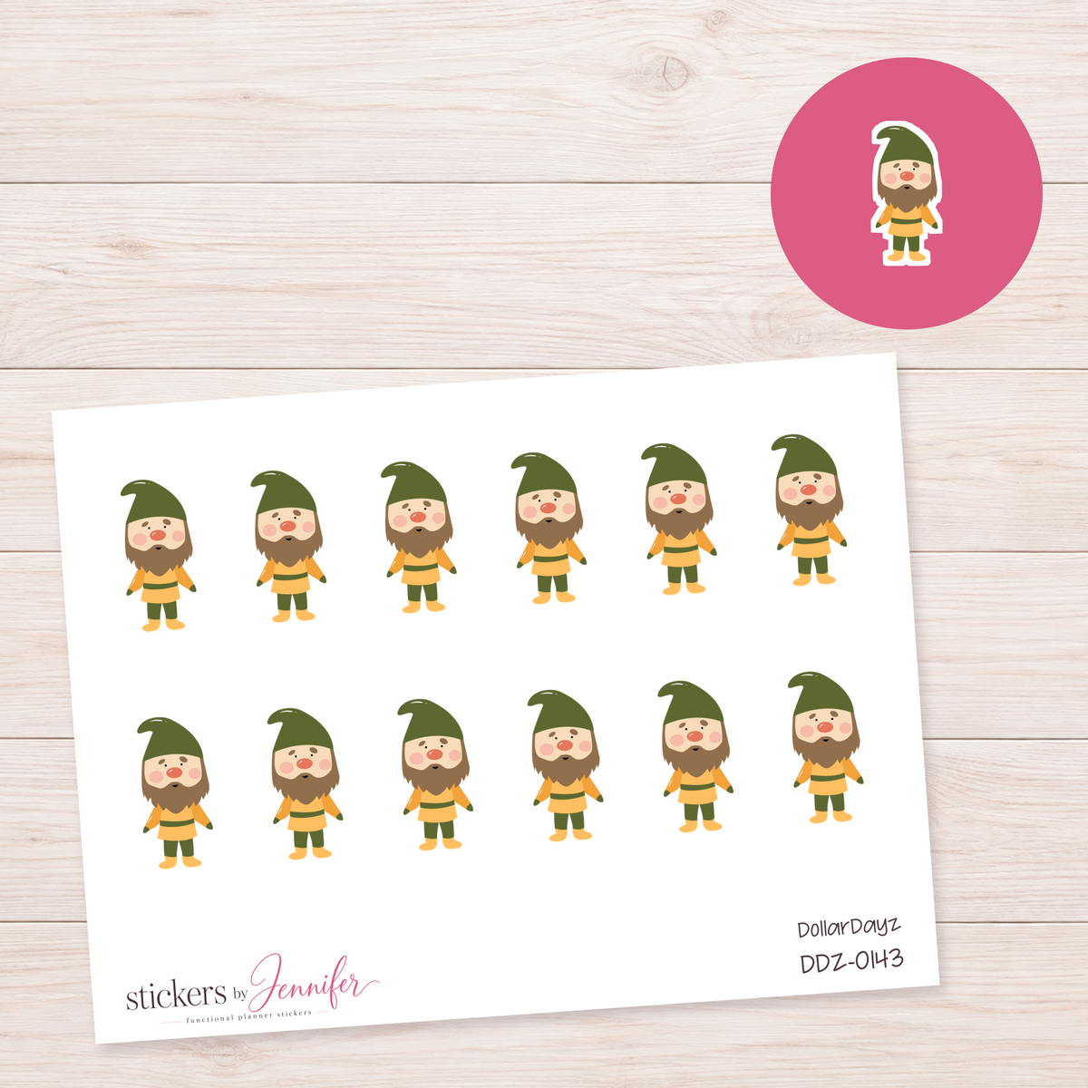 Garden Gnome Planner Stickers | DDZ-0143