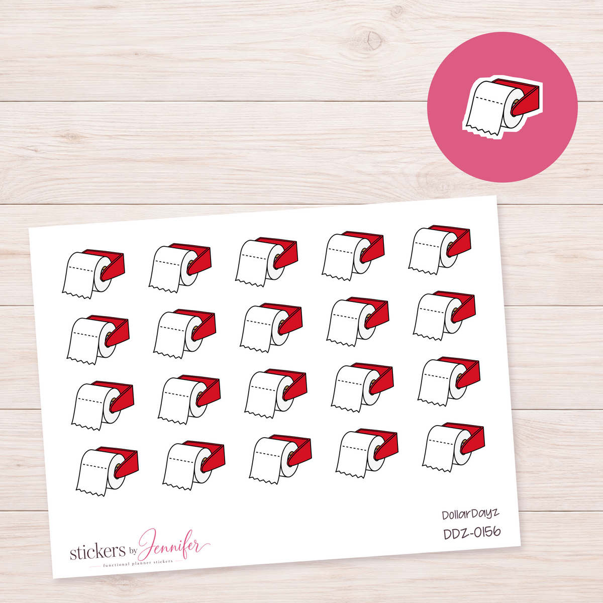 Red Toilet Paper Holder Planner Stickers | DDZ-0156