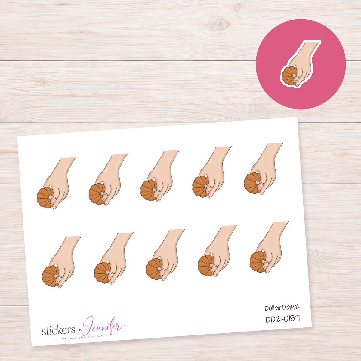 Pumpkin in Hand Planner Stickers | DDZ-0157