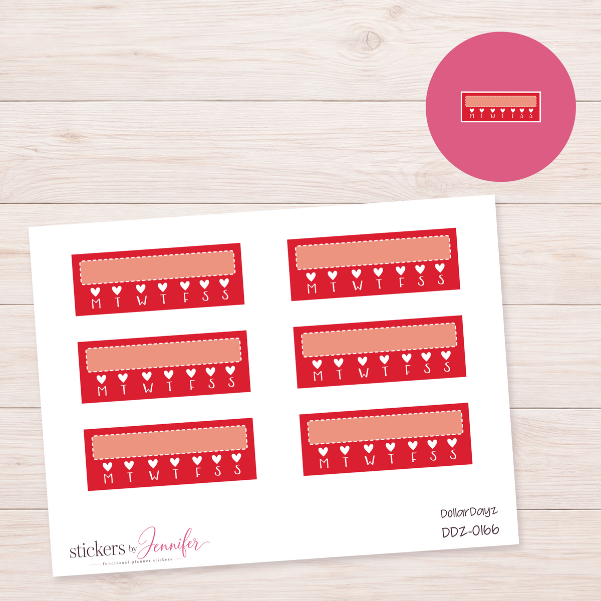 Red Weekly Habit Tracker Planner Stickers | DDZ-0166