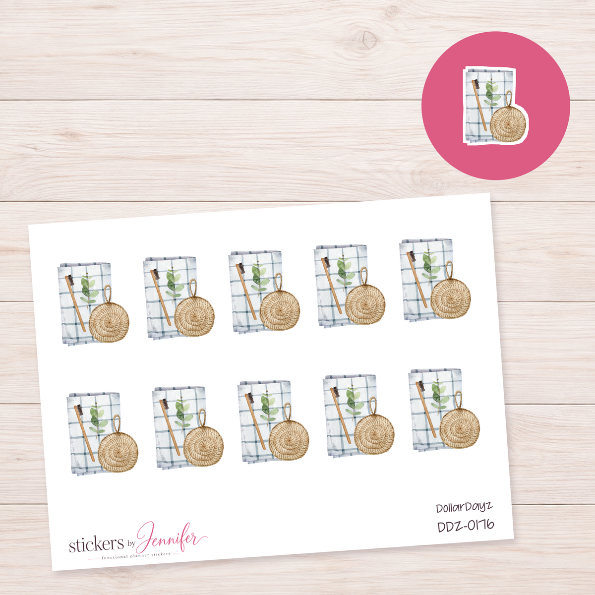 Bamboo Bathroom Accessories Planner Stickers | DDZ-0176