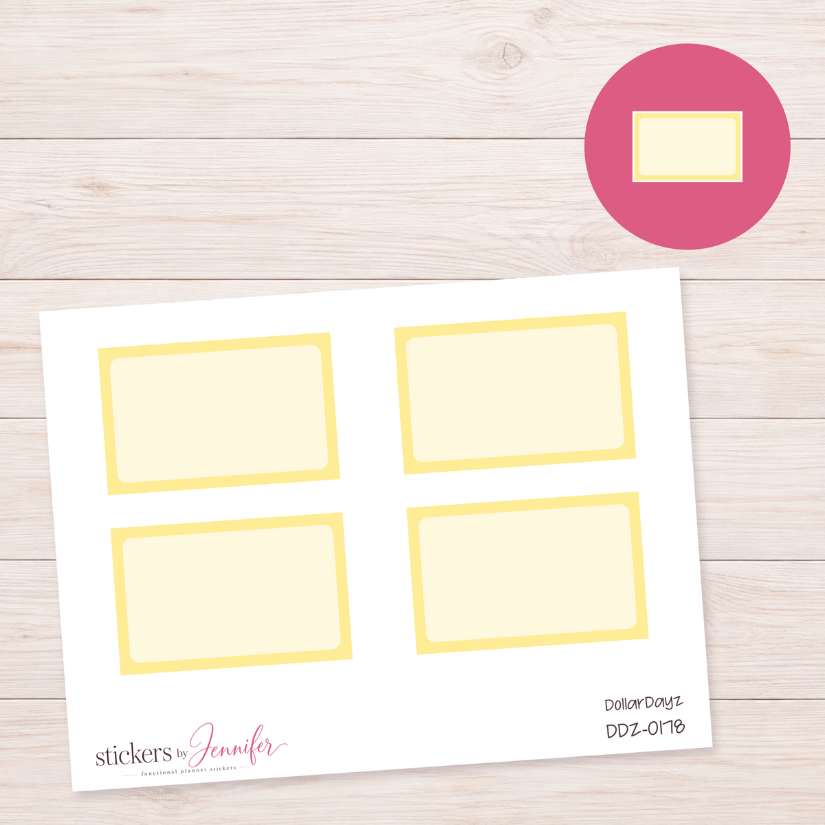 Yellow Half-Box Label Planner Stickers | DDZ-0178