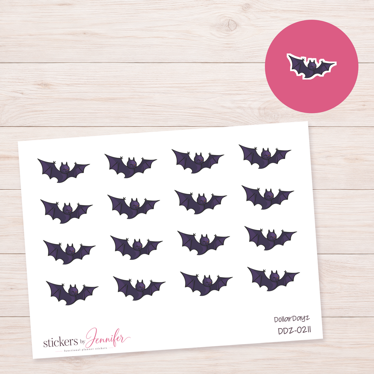 Purple Bat Planner Stickers | DDZ-0211