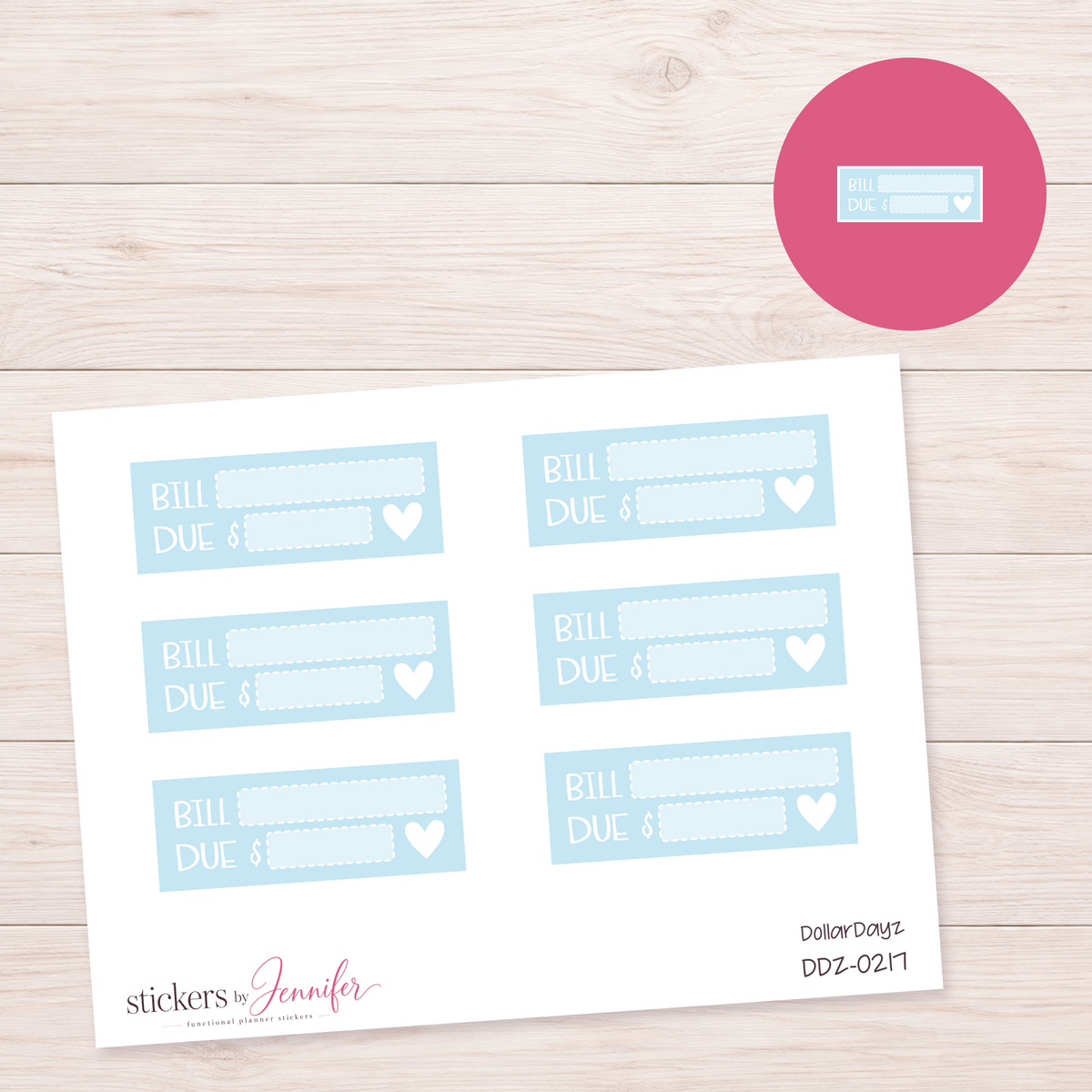 Blue Bill Due Label Planner Stickers | DDZ-0217