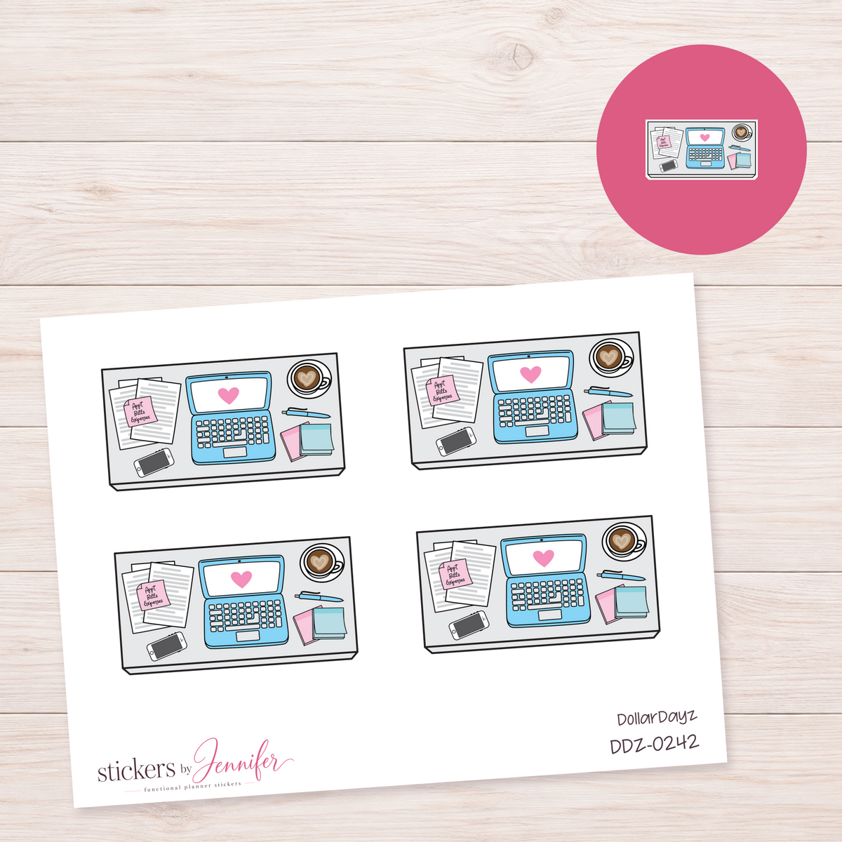 Blue Work Desk Planner Stickers | DDZ-0242