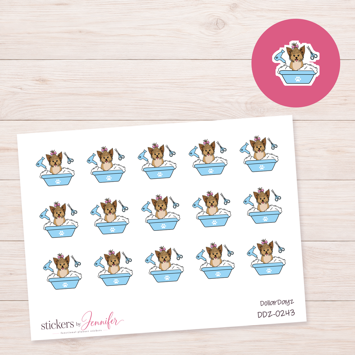 Dog Bath & Grooming Planner Stickers | DDZ-0243
