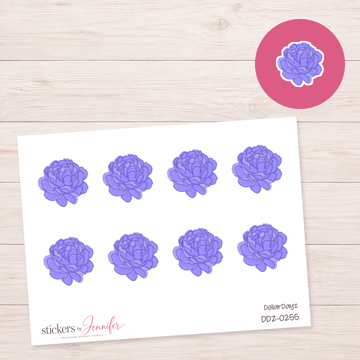 Purple Peony Planner Stickers | DDZ-0255