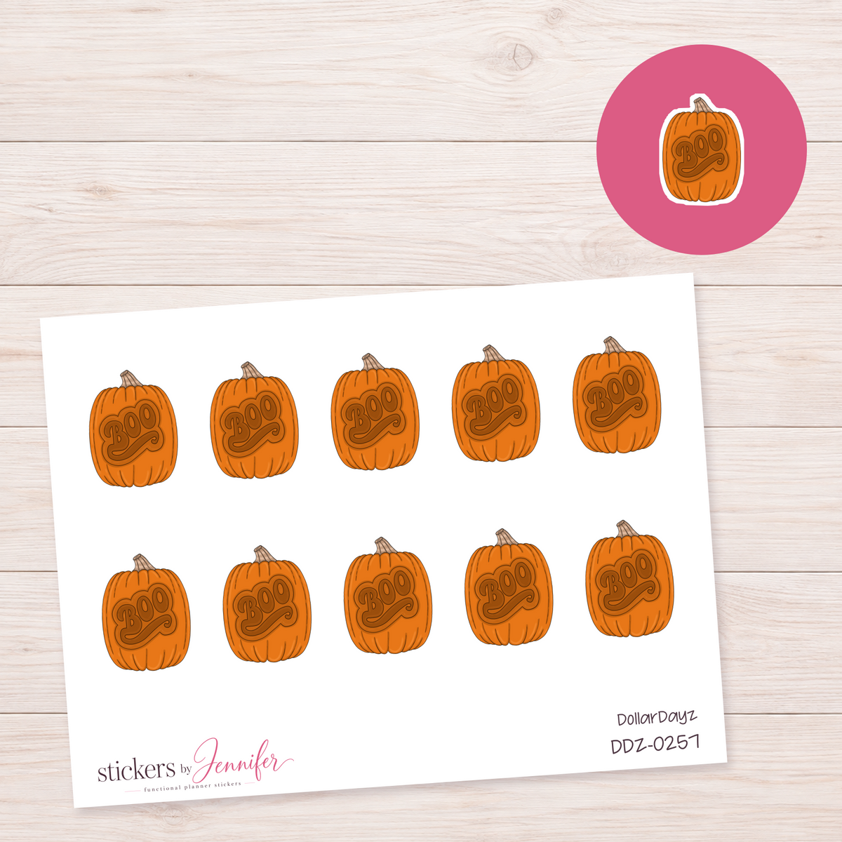 Orange Boo Pumpkin Planner Stickers | DDZ-0257