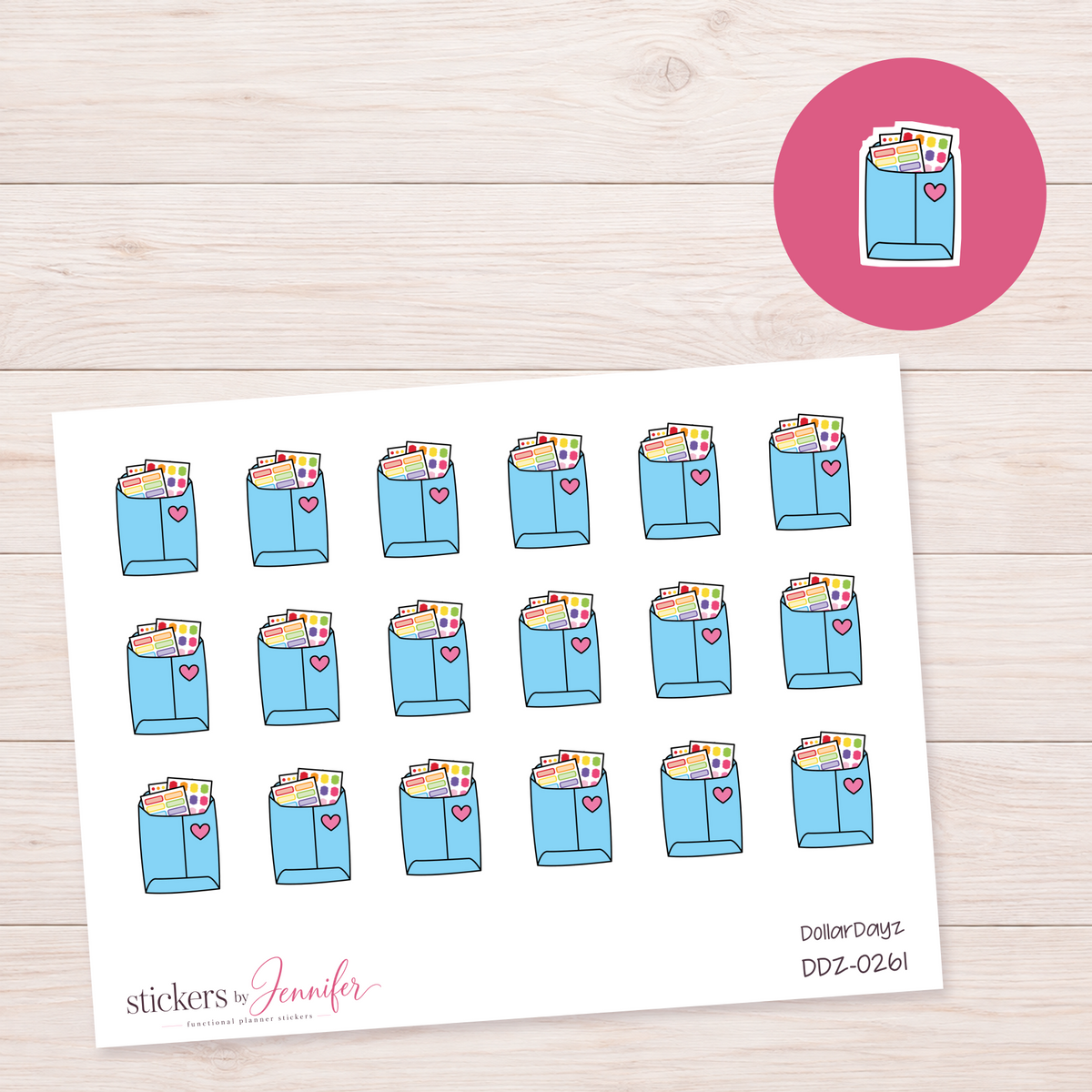 Blue Happy Mail Envelope Planner Stickers | DDZ-0261