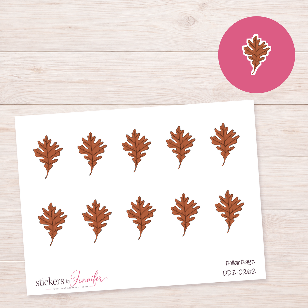 Brown Oak Leaf Planner Stickers | DDZ-0262